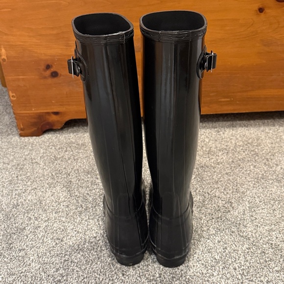 Hunter Black Gloss Original Tall Rain Boots - Picture 7 of 16